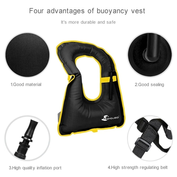 Inflatable Snorkel Vest NEON BLUE / AQUA - Picture 8 of 9